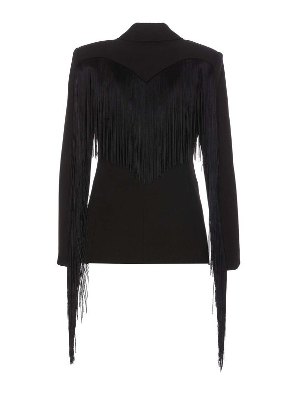 PATRIZIA PEPE: blazers online - Black fringe blazer with button