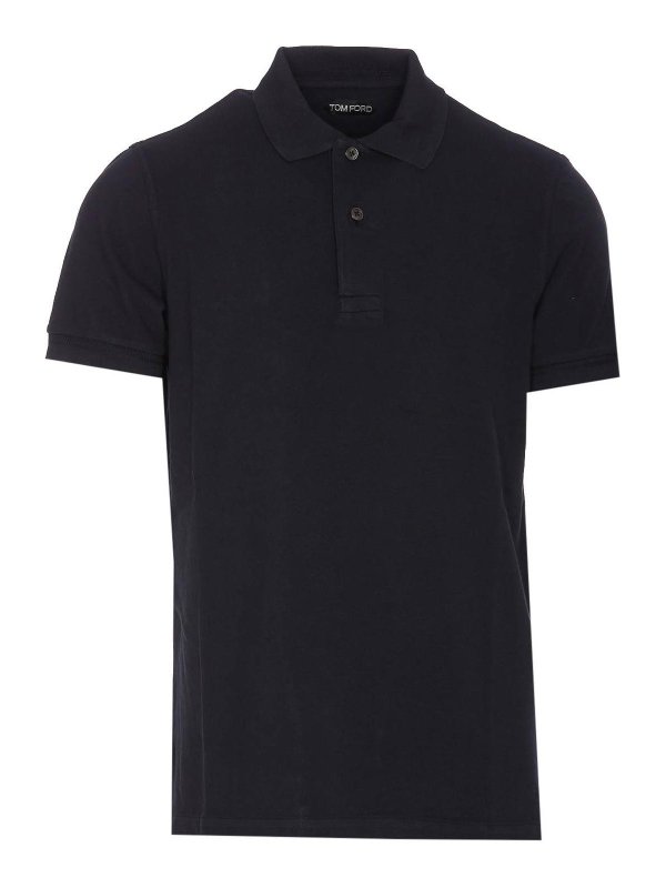 TOM FORD: polo - Polo blu notte con colletto regolare
