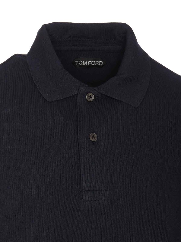 Polo blu notte con colletto regolare shop online: TOM FORD