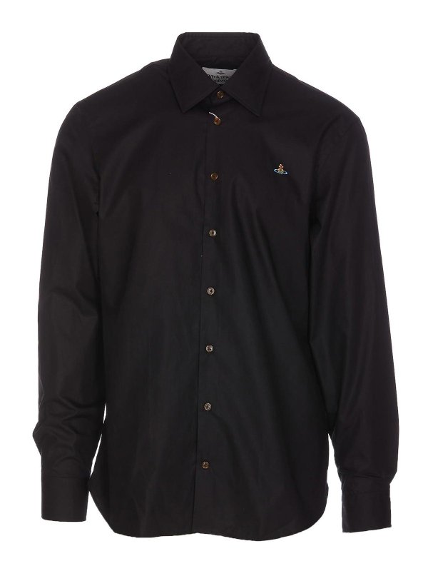 VIVIENNE WESTWOOD: camicie - Camicia fantasma nera con bottone frontale