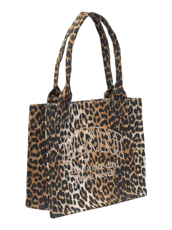 GANNI: shopper online - Borsa shopper grande con logo easy stampato
