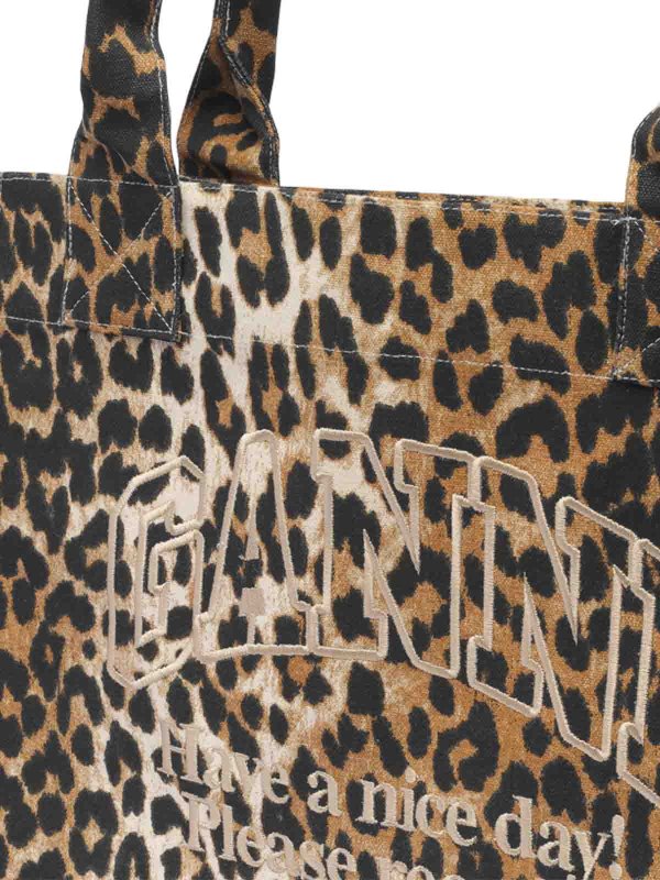 Borsa shopper grande con logo easy stampato shop online: GANNI