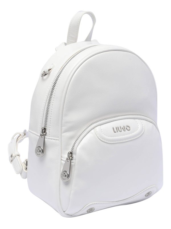 Liu Jo: backpacks online - White logo backpack zip pockets