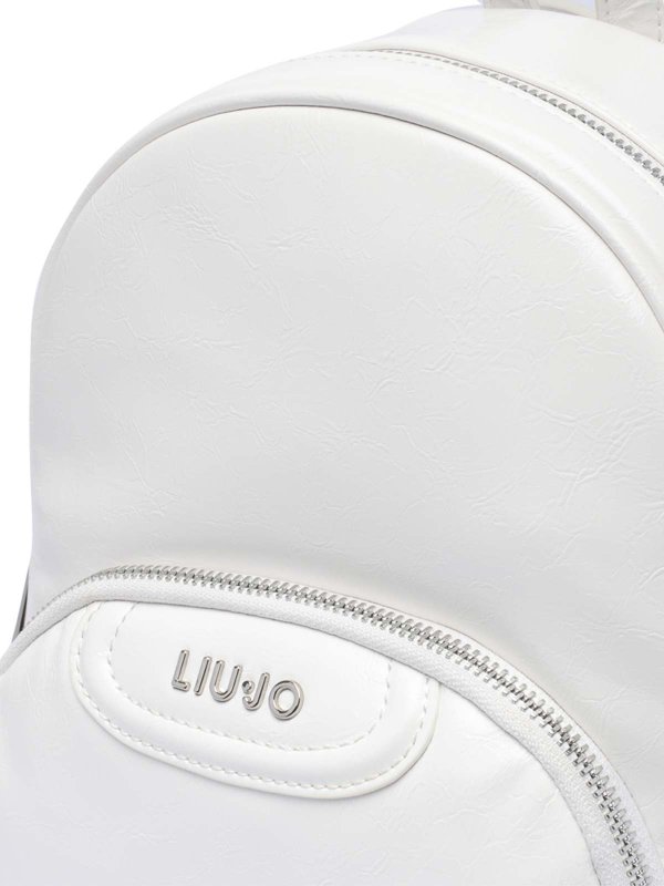 White logo backpack zip pockets shop online: Liu Jo