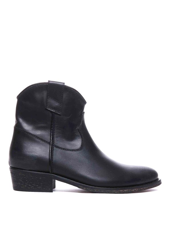 VIA ROMA 15: ankle boots - Black tex booties round toe leatehr