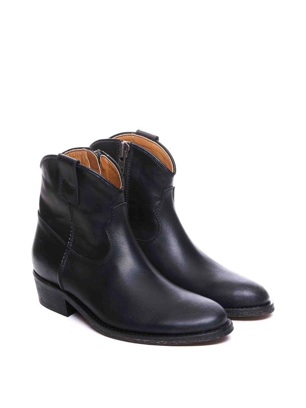 Black tex booties round toe leatehr shop online: VIA ROMA 15