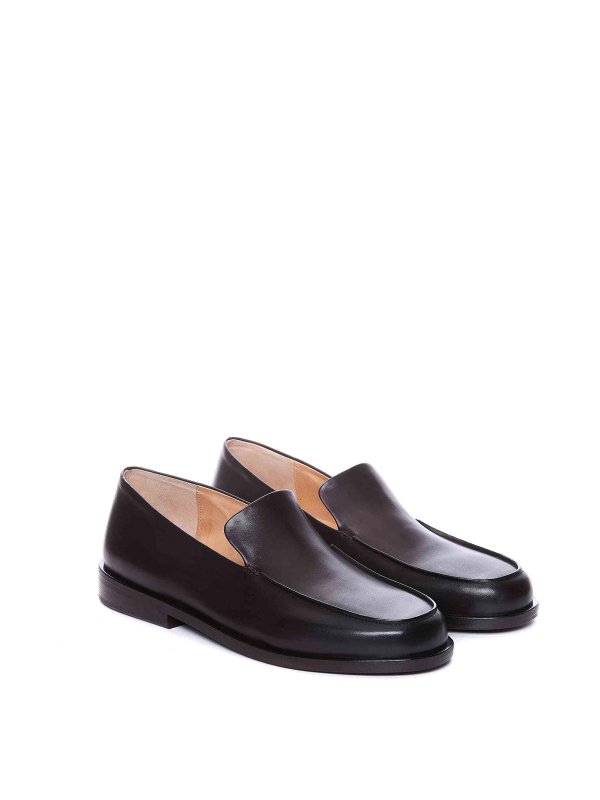 Brown loafers slip on round toe shop online: Marsèll