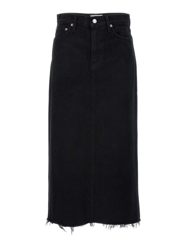 AGOLDE: Knee length skirts & Midi - Della Denim Skirt Frayed Hem