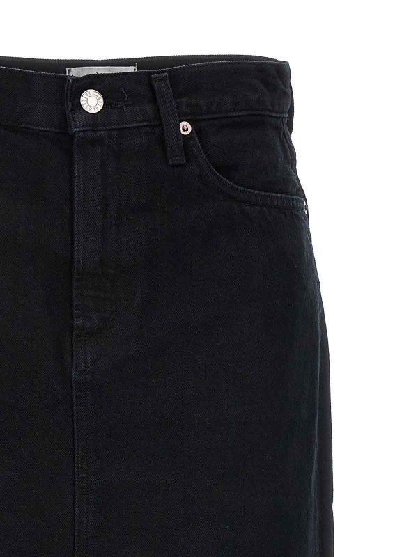 The Best Shops AGOLDE: Knee length skirts & Midi - Della Denim Skirt Frayed Hem