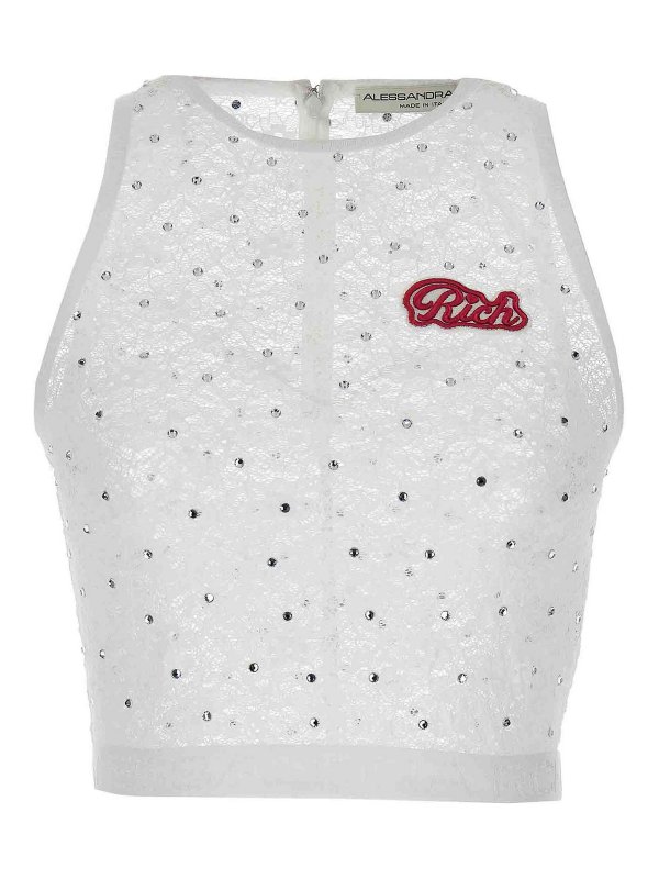 ALESSANDRA RICH: Top e canotte - Top in pizzo con strass