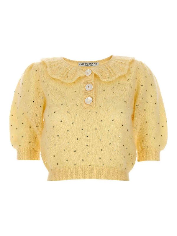 ALESSANDRA RICH: crew necks - Rhinestone Sweater