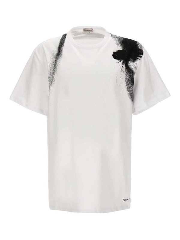 ALEXANDER MCQUEEN: t-shirts - Contrast Print T-Shirt