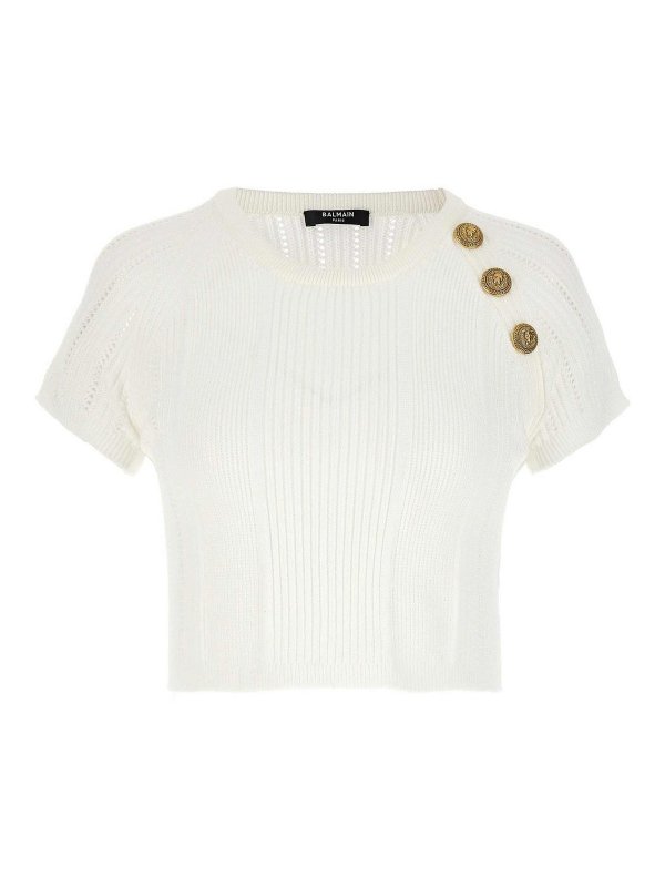 Balmain: Tops und Tank Tops - Top - Weiß