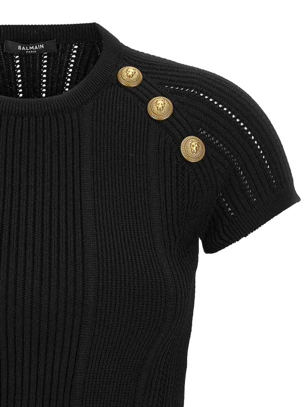 The Best Shops Balmain: Top e canotte - Top corto con bottoni con logo