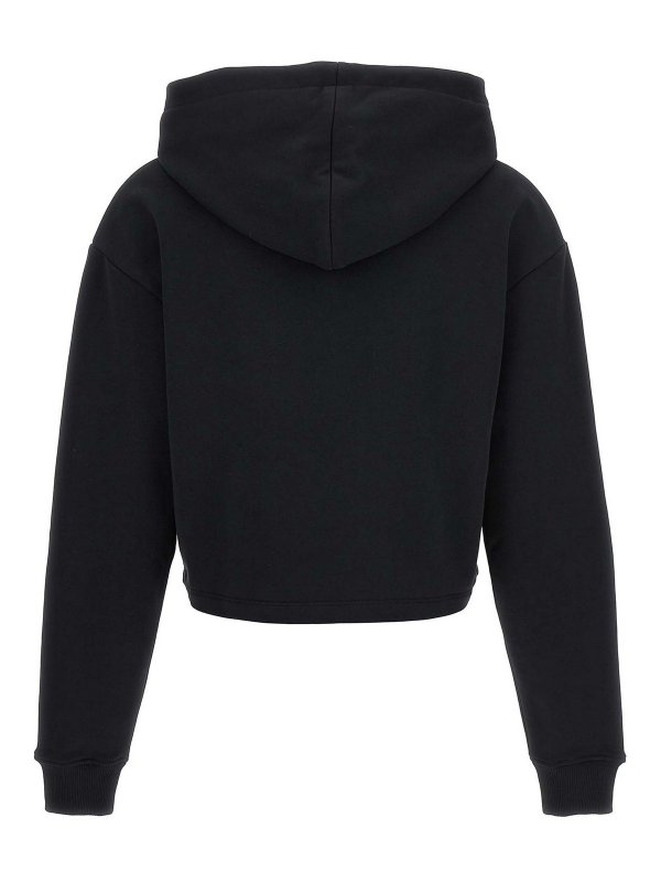 Balmain: Felpe e maglie online - Felpa corta con logo floccato