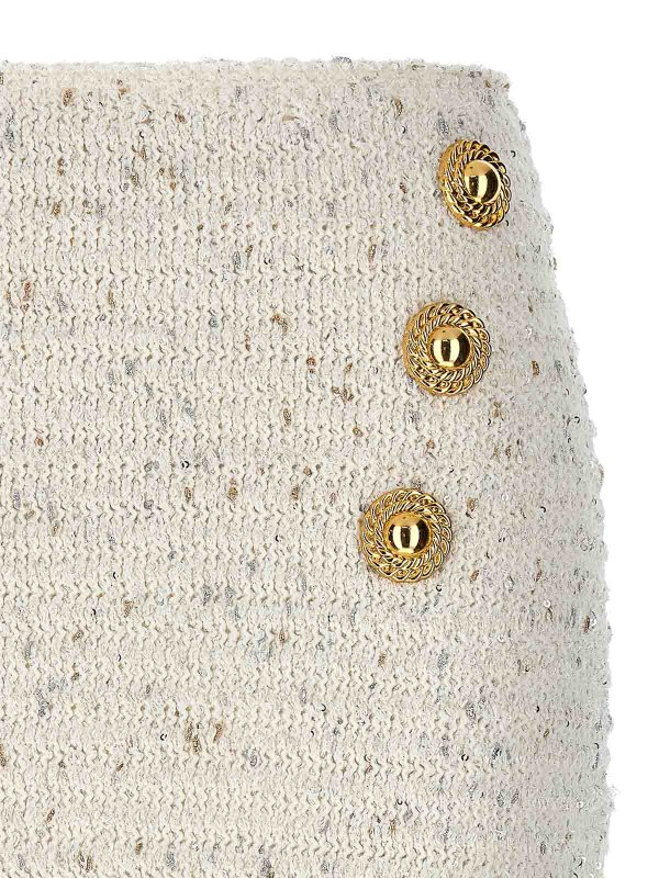 The Best Shops Balmain: Faldas media pierna y semilargas - Falda Semilarga - Blanco