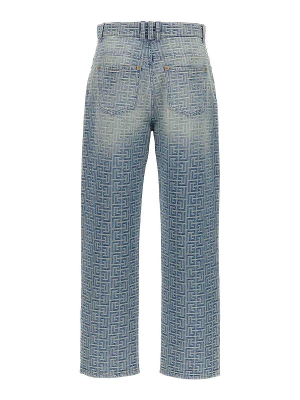 Balmain: straight leg jeans online - Cotton Denim Jeans Monogram