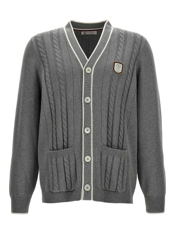 BRUNELLO CUCINELLI: cardigans - Logo Patch Cardigan