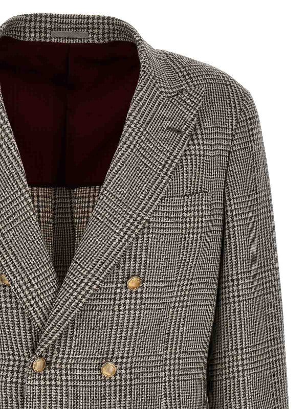 The Best Shops BRUNELLO CUCINELLI: blazers - Check Double-Breasted Blazer