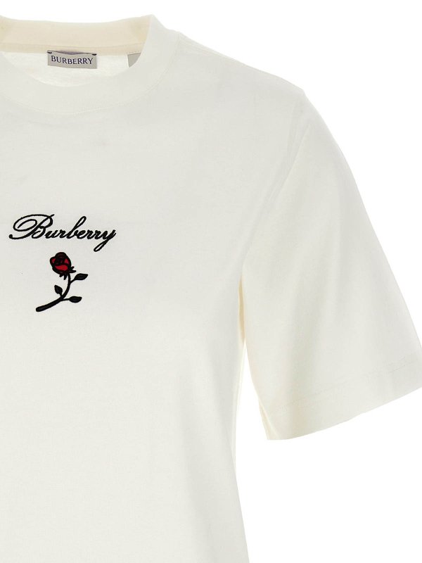 The Best Shops BURBERRY: t-shirts - Cotton T-Shirt Logo Flock Crew