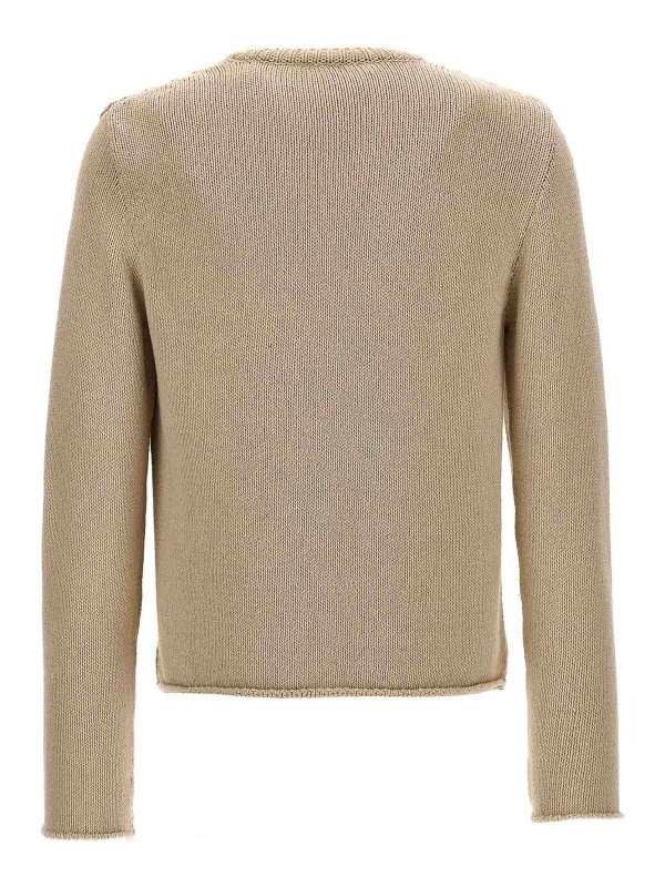 Courreges: Strickpullover mit Rundhalsausschnitt online - Rundhalspullover - Beige