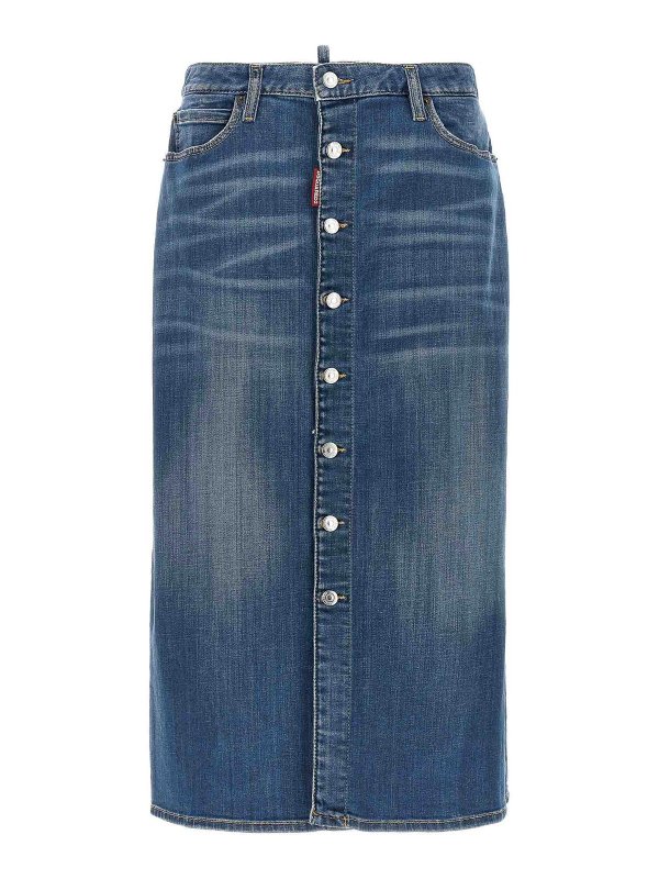 DSQUARED2: ロングシャツ - ロングスカート - ブルー