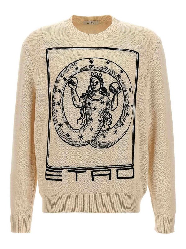ETRO: crew necks - Logo Embroidery Sweater