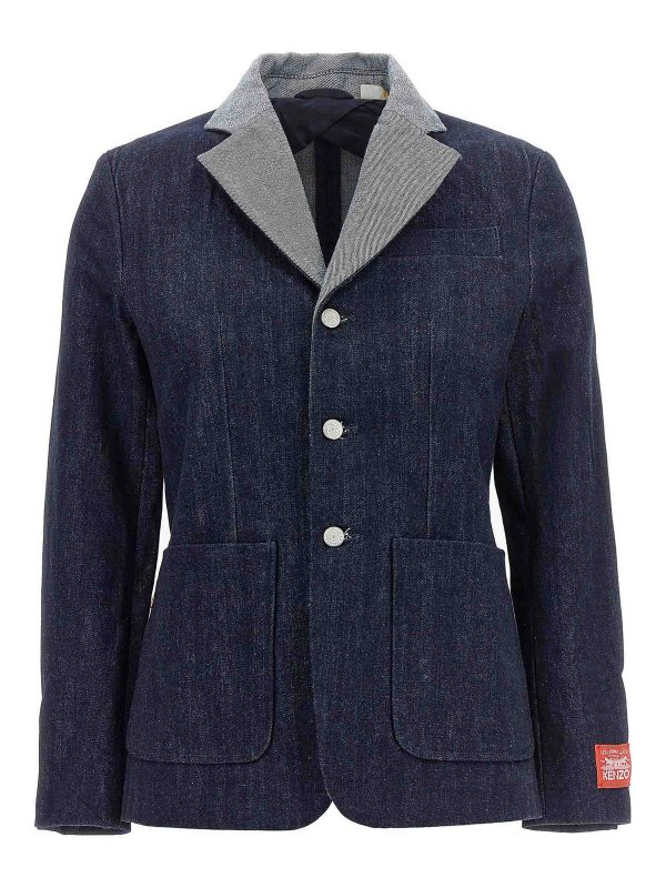 KENZO: Vestes en denim - Blazer - Bleu