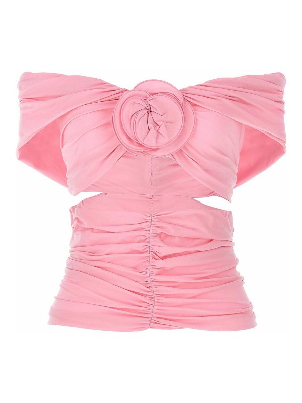 MAGDA BUTRYM: Tops & Tank tops - Strapless Crop Top Maxi Flower