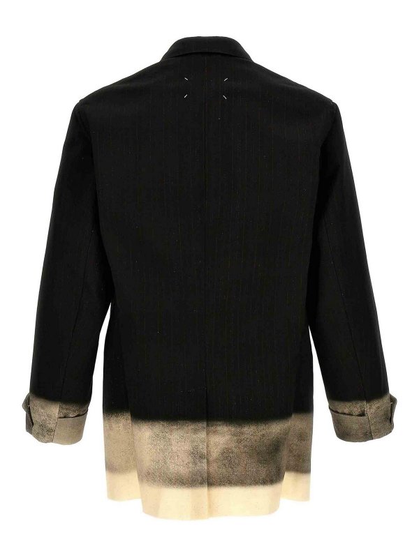 Maison Margiela: blazers online - Pinstriped Trompe Loeil Blazer