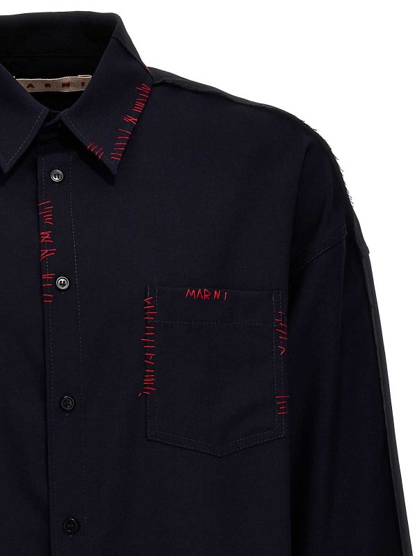 The Best Shops Marni: shirts - Cool Wool Shirt With Contrast Stitching