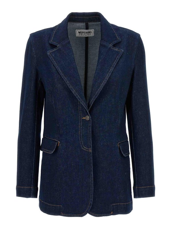 Moschino Jeans Single-Breasted Denim Blazer - Blue|A051632391290
