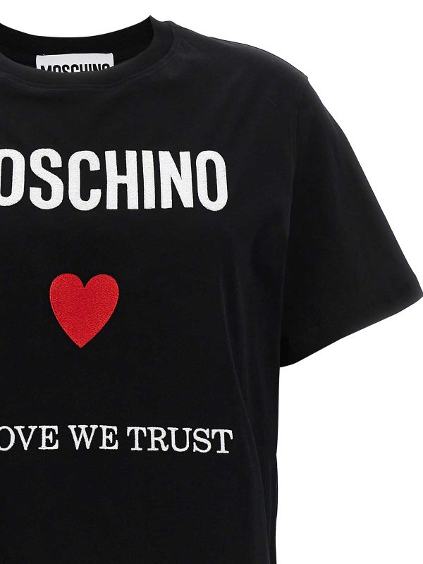 The Best Shops MOSCHINO: t-shirts - Cotton T-Shirt Love We Trust Crew Neck