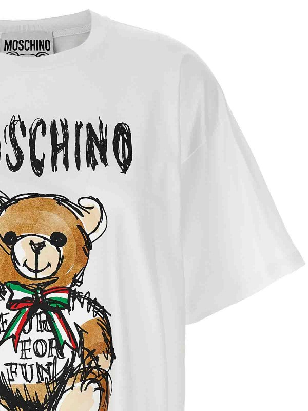 The Best Shops MOSCHINO: t-shirts - Cotton Crew Neck Teddy Bear Print