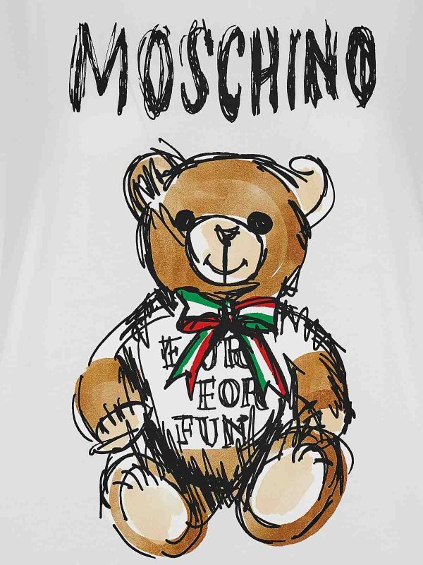Cotton Crew Neck Teddy Bear Print shop online: MOSCHINO