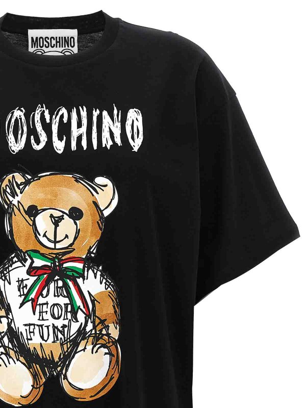 The Best Shops MOSCHINO: t-shirts - Cotton Crew Neck Teddy Bear Print