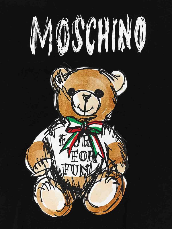 Cotton Crew Neck Teddy Bear Print shop online: MOSCHINO