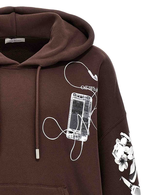 パーカー・フーディ OFF WHITE Men Hoodies OMBB118S24FLE0022809 Brown Off-White Scan Arr Hoodie - Brown - Men | OMBB118S24FLE0022809