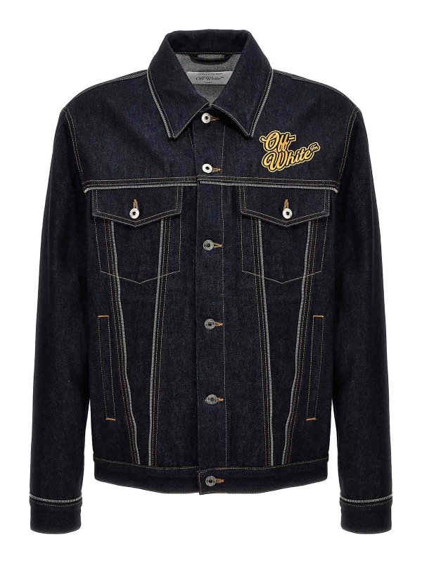 OFF-WHITE: デニムジャケット - デニムジャケット - ブルー