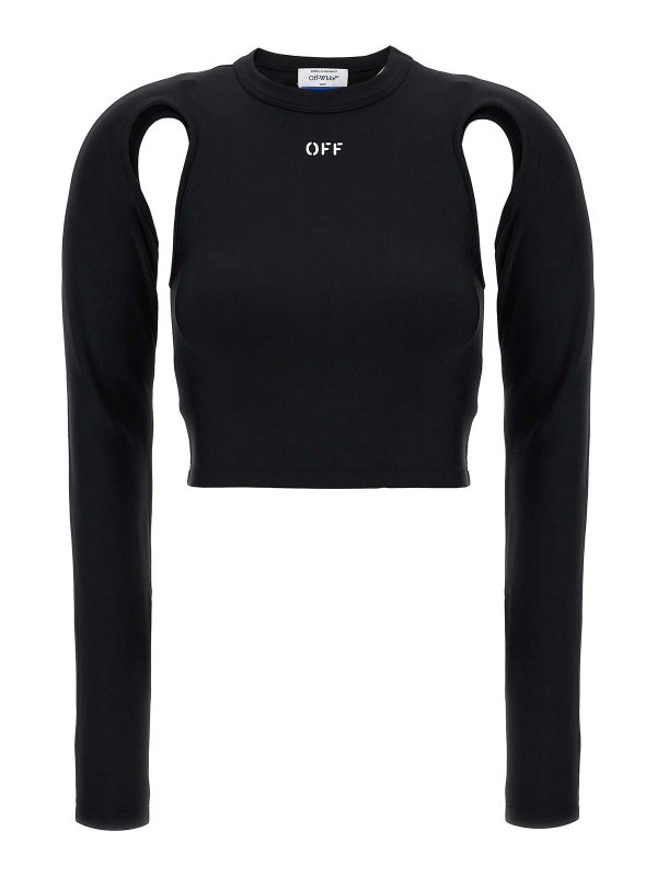 OFF-WHITE: Tops & Tank tops - Sleek Stretch Top Logo Print