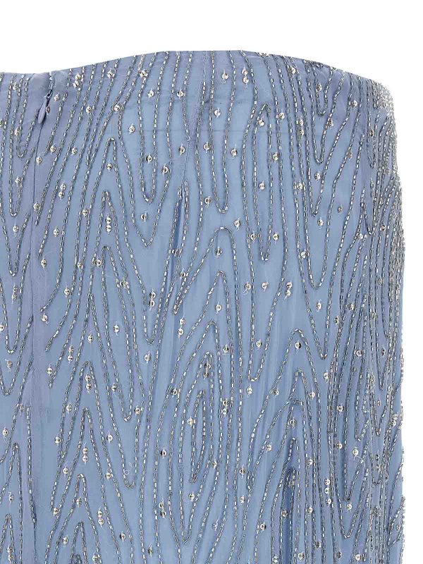 膝丈/ミディスカート - ライトブルー shop online: P.A.R.O.S.H.