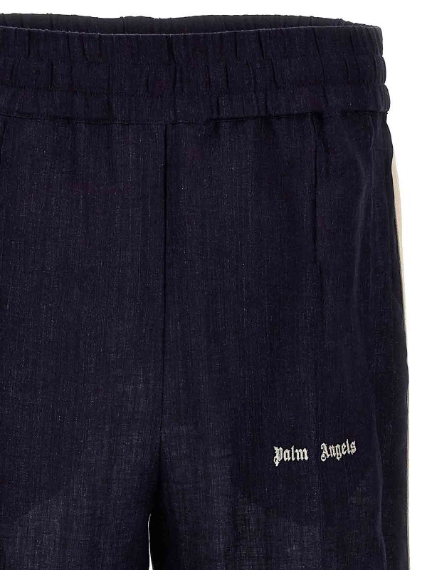 Joggers classici in lino con logo shop online: Palm Angels