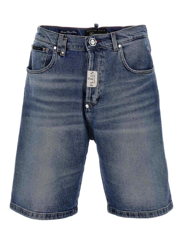 PHILIPP PLEIN: トラウザーショーツ - ショートパンツ - ブルー