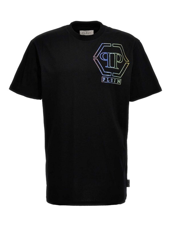 PHILIPP PLEIN: t-shirt - T-shirt con logo strass