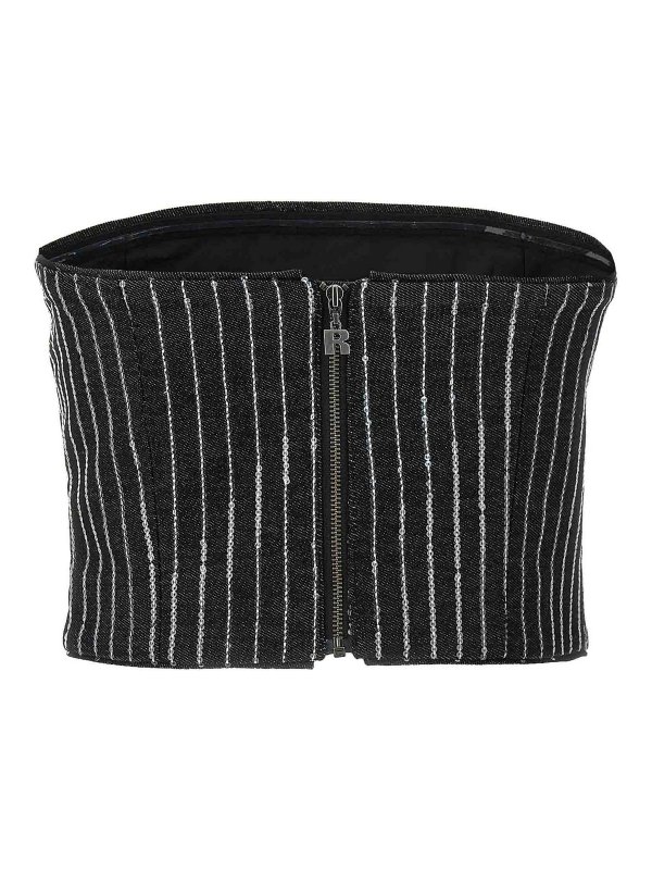 ROTATE Birger Christensen: Tops & Tank tops online - Sequin Pinstripe Crop Top