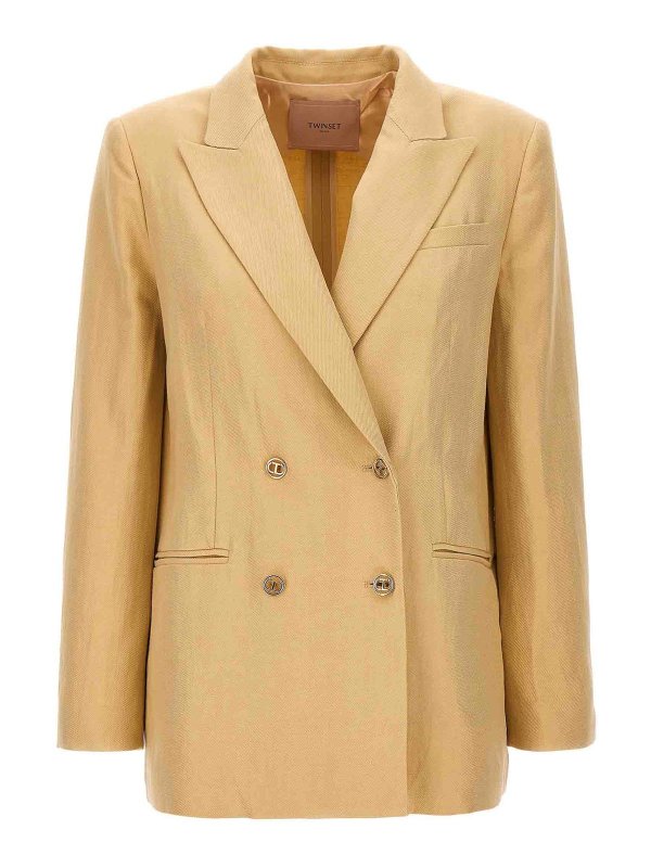 TWINSET: Blazer - Blazer - Beige