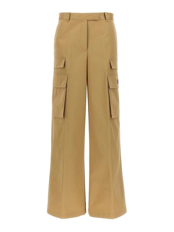 VERSACE: pantaloni casual - Pantaloni cargo in gabardine di cotone