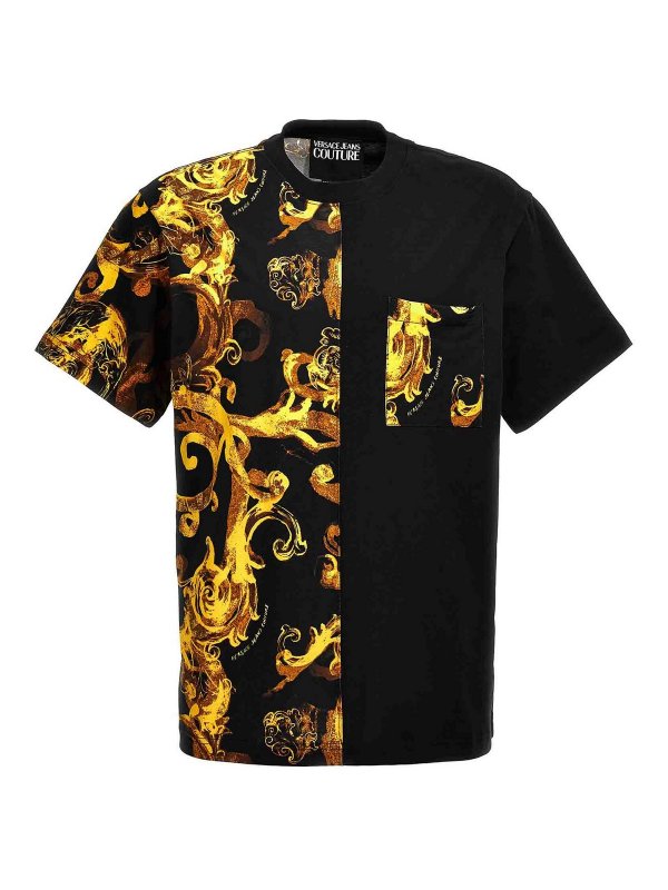 Versace Jeans Couture: t-shirt - T-shirt con stampa a contrasto