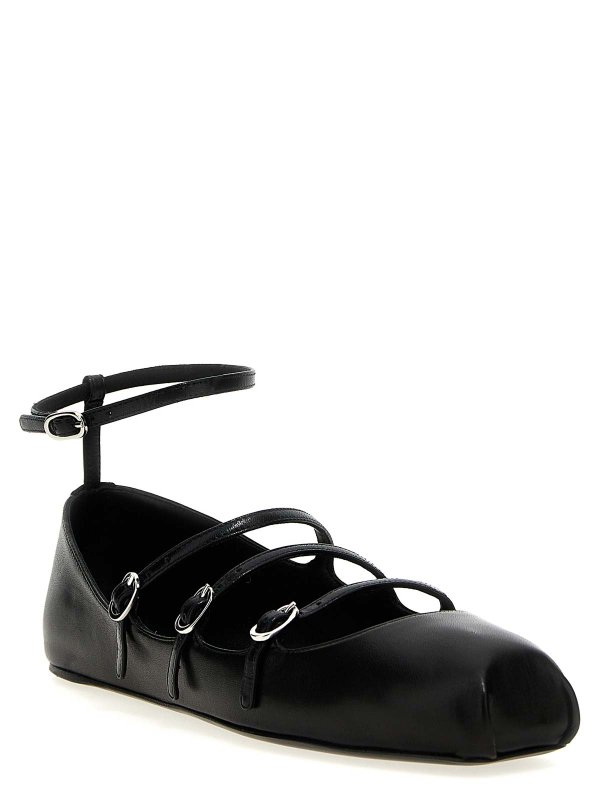 ALEXANDER MCQUEEN: flat shoes online - Leather Ballet Flats Straps