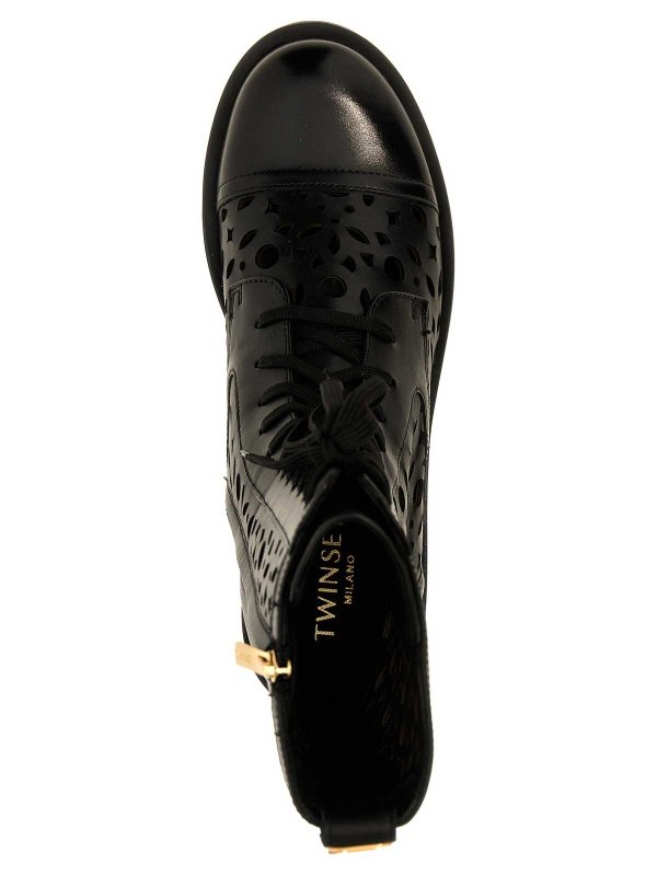 Openwork Leather Combat Boots shop online: TWINSET